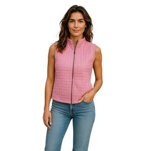 Kiko Vest Women’s Size S  Pink 100% Silk full zipper with pockets  New# 154